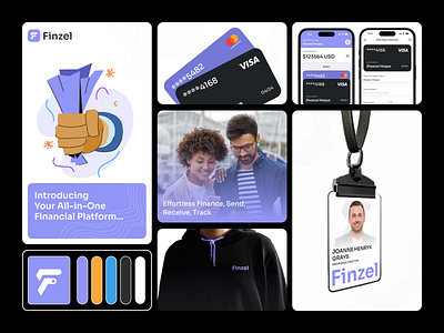 Finzel - Fintech Branding app design asifuxdev banking branding brand identity branding business id card codexzel design ehsanux fintech fintech app fintech branding graphic design logo minimalist t shirt ui ux web design