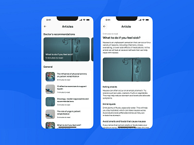 Articles in medical mobile app app article blue care design doctor health how to image medical phone post read text title ui ux