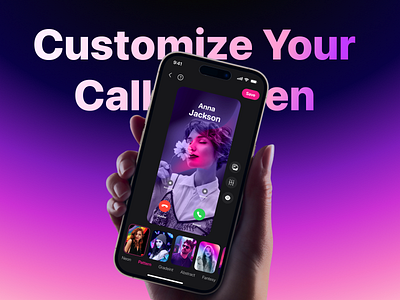 iPhone Contact Poster Maker app call contact dark ios iphone mobile pink poster purple screen theme ui ux wallpaper