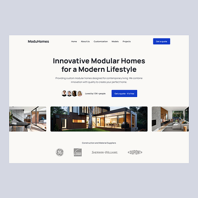 ModuHomes - Innovative Modular Homes for a Modern Lifestyle. construction design header hero homes landingpage modularhomes ui ux website