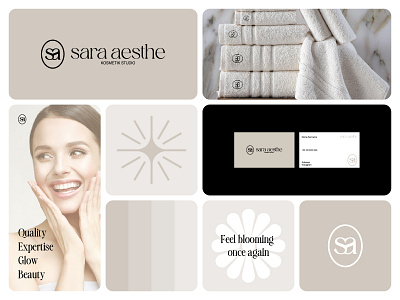 Sara Aesthe - Cosmetic Studio beauty beauty logo brand identity branding cosmetic cosmetic logo design heart leaf letter a letter s logo logo design modern moodboard nature negative space visual identity wellness women