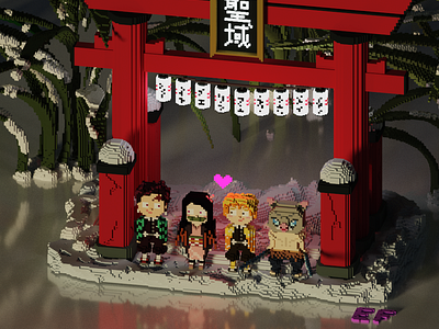 ⚔️🌸 Kimetsu no Yaiba 🌸⚔️ 3d art anime demon slayer demon slayer fan art design fan art kimetsu no yaiba magicavoxel render voxel art