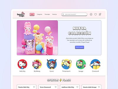 Rediseño de la Web de Sanrio cleandesign graphicdesign hellokitty pastelcolors sanrio uiux webdesign webredesign