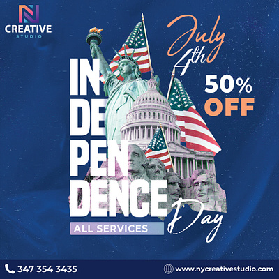 Celebrate Independence Day with Creativity! 4th july branding brochures design digital marketing discount graphic design illustration logo ny creative studio typography ui ux vector video editing web design