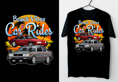 Car T Shirt Design, Automotive Illustration, Beach Vibes Tees beach vibes car beach tees classic car riding car riding t shirt trendy car