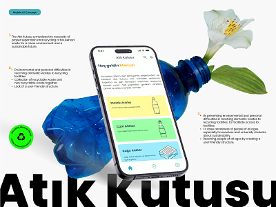 Atık Kutusu Mobil App UI Concept atık branding figma graphic design logo mobil app recycle ui ui tasarımı uiux design