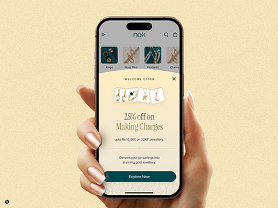 Bottom Sheet for Jewellery Brand - Nek bottom sheet branding ecommerce gold jewellery light mode mockup popup ui