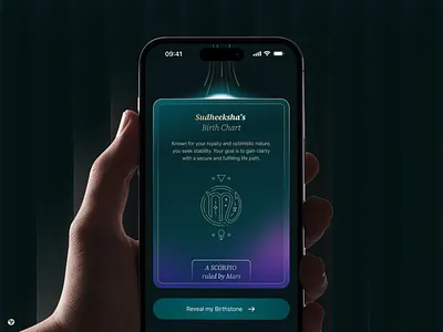 Birthstone Landing Page Design - Nek astrology dark mode figma gradient mesh green illustration light mockup rays spark