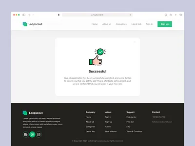 Job Application Successful page job application job finder job seeker successful page