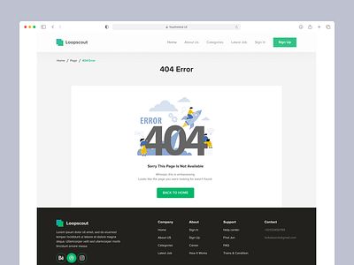 Error 404 Page branding design dribbble error page job finder ui uidesign uiux design webdesign