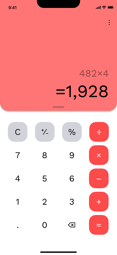 #DailyUI | 004-Calculation app calculator challenge dailyui red ui ui design uiux design user inreface ux