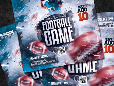 Football Game Flyer design download event flyer flyer instagram football flyer football flyer template game poster psd rugby flyer sport flyer template