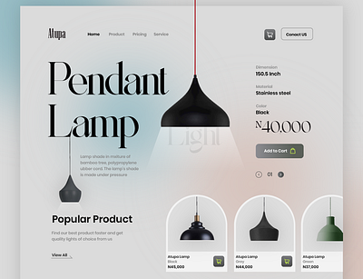 Hey Guys🖐🏽 This is my Exploration for a pendant lamp sales web header ui uiux ux