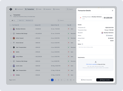 Transaction Details UI Design app clean components dailyui dashboard design design system desktop finanace finish fintech illustration modal payment details sidebar transaction user interface ux