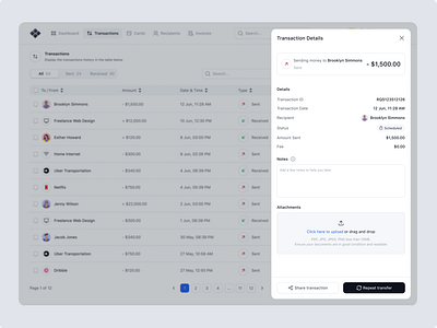 Transaction Details UI Design app clean components dailyui dashboard design design system desktop finanace finish fintech illustration modal payment details sidebar transaction user interface ux