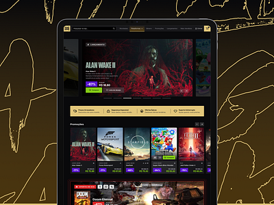 E-commerce - King Keys agressive black bold cards covers ecommerce games gold modern ui website