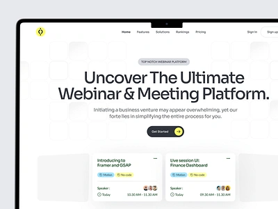 Unmuted - Webinar Platform Landing Page elementor framer landing meeting online page platform saas software template theme tool ui webflow webinar website wordpress