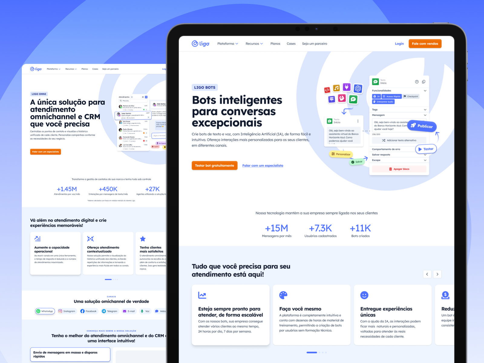 Website - Ligo.cloud blue curve friendly illustration rounded simple ui website white