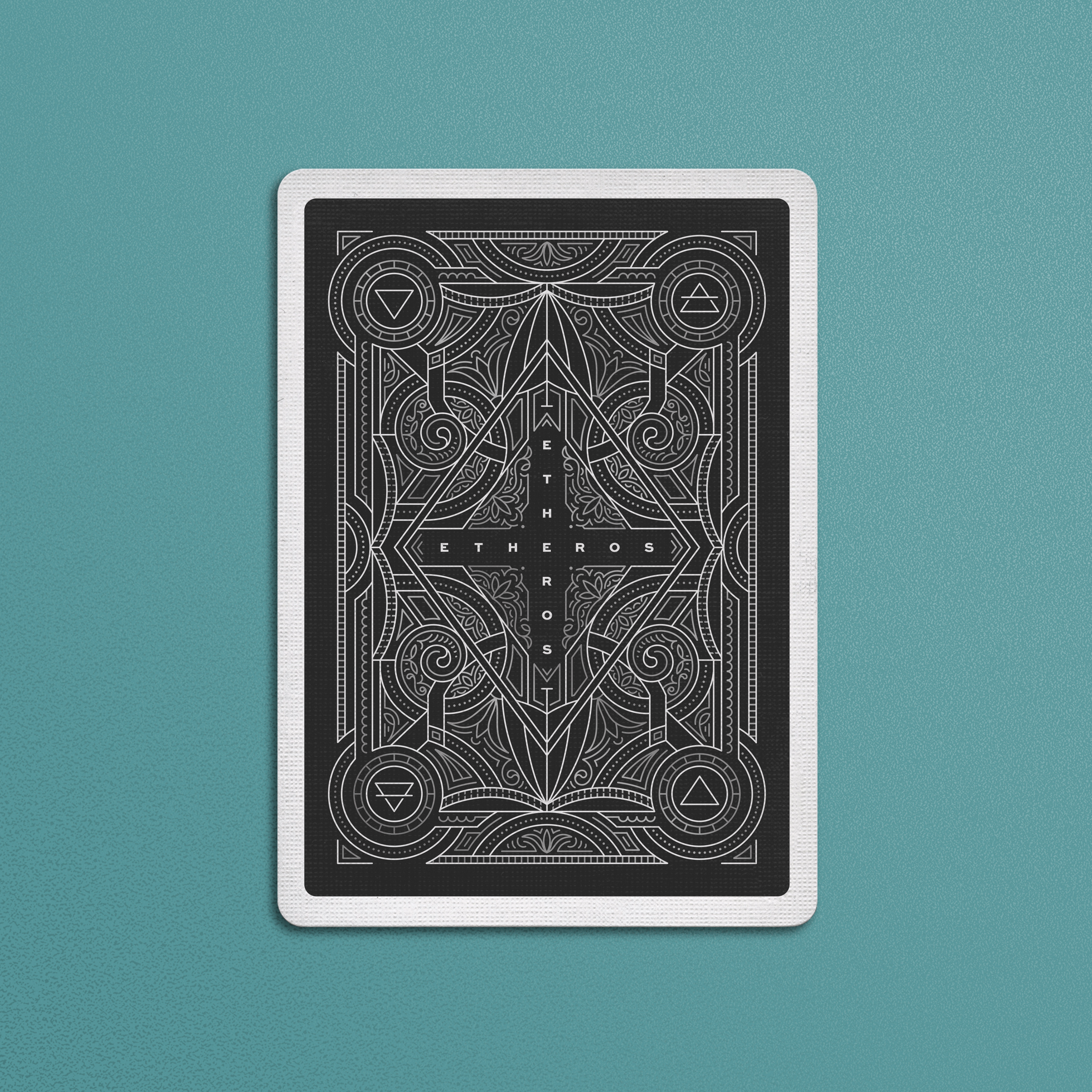 Etheros baroque detail filigree graphic design illustration linework monoline ornaments playing card typography