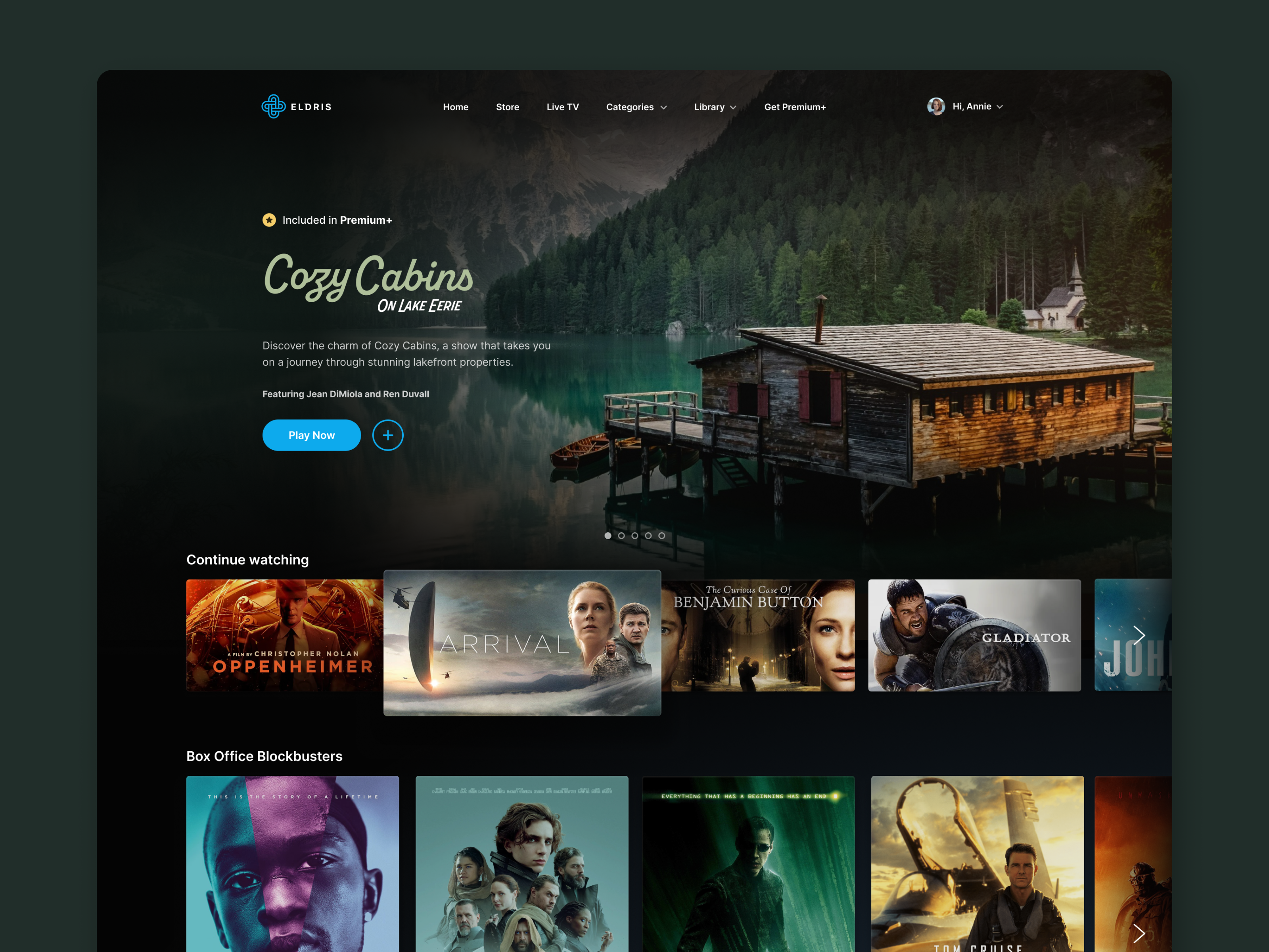 Eldris VOD branding movies netflix prime typography ui ux video vod web