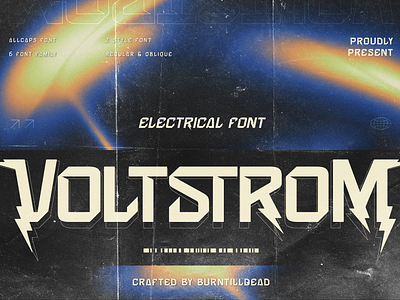 VOLTSTROM - ELECTRICAL FONT branding display font font font design font style font theme lettering lightbolt typeface typhography