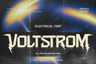 VOLTSTROM - ELECTRICAL FONT branding display font font font design font style font theme lettering lightbolt typeface typhography