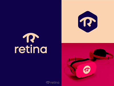 Retina logo branding custom logo display eye icon identity logo logo mark mvr r logo retina