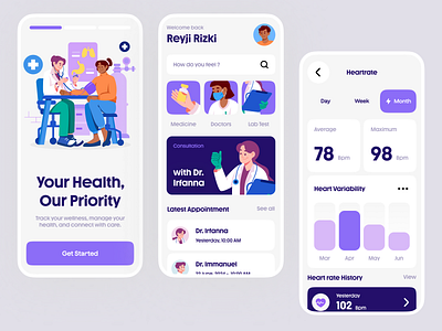 Health & Medical Mobile apps🌡️ analytics apps chart consultation disease doctor health healthy hospital illustration medical mobile mobile apps sick ui ui design