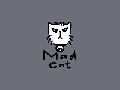 Mad cat animals cat character logo logotype minimalism pet zoo