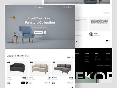 Modekor - Furniture Web Design bold branding company design explore furniture furniture design home home page interior interior design landing page shop store ui ux web web design website website design