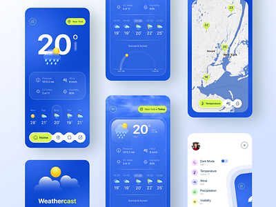 Weather Forecast App UI android app blue forecast humidity ios minimal notifications rain sky blue sky blue theme statistics storm sunny temperature ux weather app weather forecast wind windy