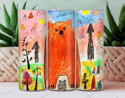 Drawing Bear Skinny Tumbler Wrap bear bear art bear tumbler bear vector color image design illustration photography skinny tumbler sublimation tumbler art tumbler designs tumbler sublimation tumbler warp vector art waterslide tumbler