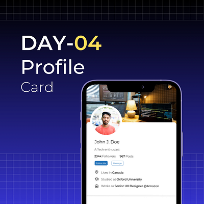 Daily UI Day-04/100: Simple Profile Card designing profile card ui uiux design ux visual design