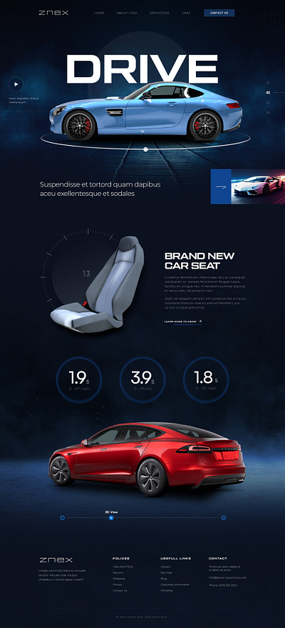 Znex Car website graphic design ui