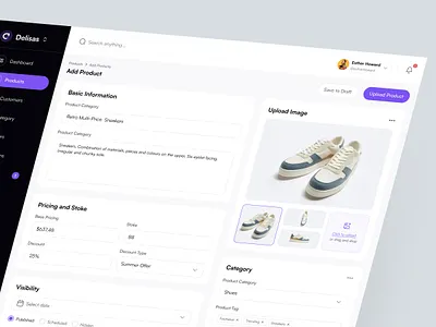 Add a New Product Dashboard add new product add product dashboard dashboard design delisas product dashboard saas sas ui ux web app web app design web app ui