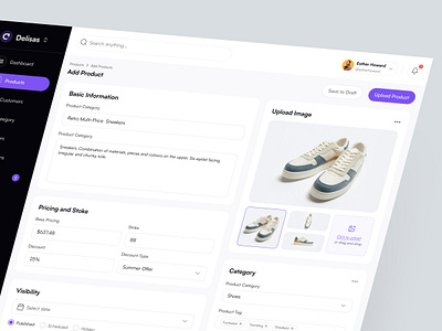 Add a New Product Dashboard add new product add product dashboard dashboard design delisas product dashboard saas sas ui ux web app web app design web app ui