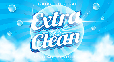 Extra Clean 3d editable text style Template extra wash