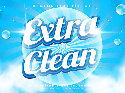 Extra Clean 3d editable text style Template extra wash