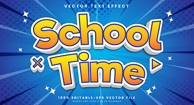 School Time 3d editable text style Template graphic style