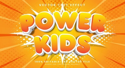 Power Kids 3d editable text style Template fight