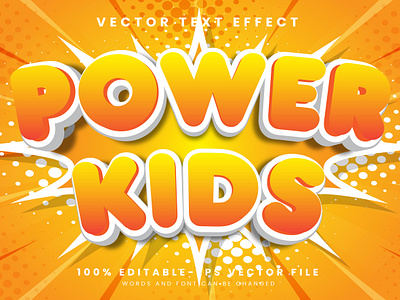 Power Kids 3d editable text style Template fight
