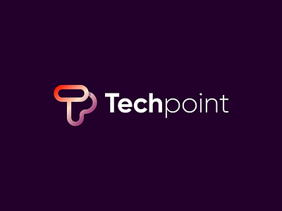 'TP' Techpoint Brand Logo Design designer gradient logo tech logo techpoint logo tp letter logo tp logo