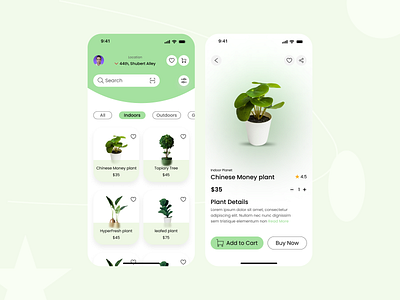Plant Shop E-commerce Apps Design app screen design apps design clean ui design e commerce apps graphic design modern apps organic ecommerce plant shop ui