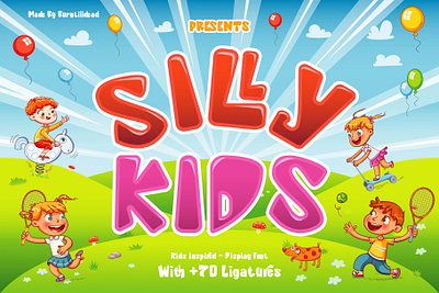 Silly Kids book cover branding display font display typeface font design font style lettering typhography