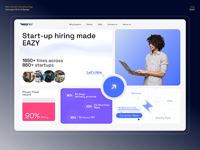 Recruitment agency landing page application dashboard design hire hr interface job landing page recruitment ui ux web app web appilcation webapp webdesign work