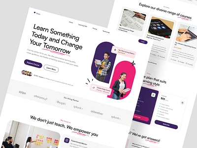 Sinao - Online Learning Landing Page class course e learning education landing page learn online learning online learning website platform skill student study teach tech ui upskill ux website