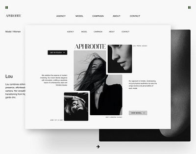 APHRODITE - MODEL AGENCY aesthetic agency brand identity branding design design trend figma graphic design illustration light minimalism mockup modern simple typography ui ux web web design