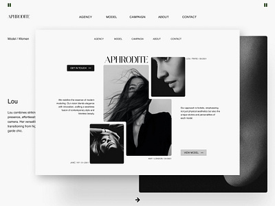 APHRODITE - MODEL AGENCY aesthetic agency brand identity branding design design trend figma graphic design illustration light minimalism mockup modern simple typography ui ux web web design