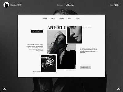 APHRODITE - Model Agency Web Design aesthetic agency brand identity branding design design trend figma graphic design illustration light minimalism mockup modern simple typography ui ux web web design