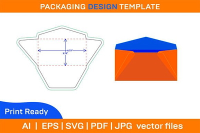 Regular Envelope Design 3.75x6.75 Inch Dieline Template box box die cut design dieline illustration packaging packaging design vector